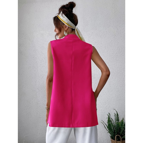Women's Pink Sleeveless Vest - Picture 2 of 9